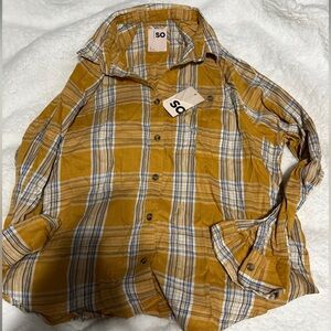 SO Women’s Mustard Plaid Shirt